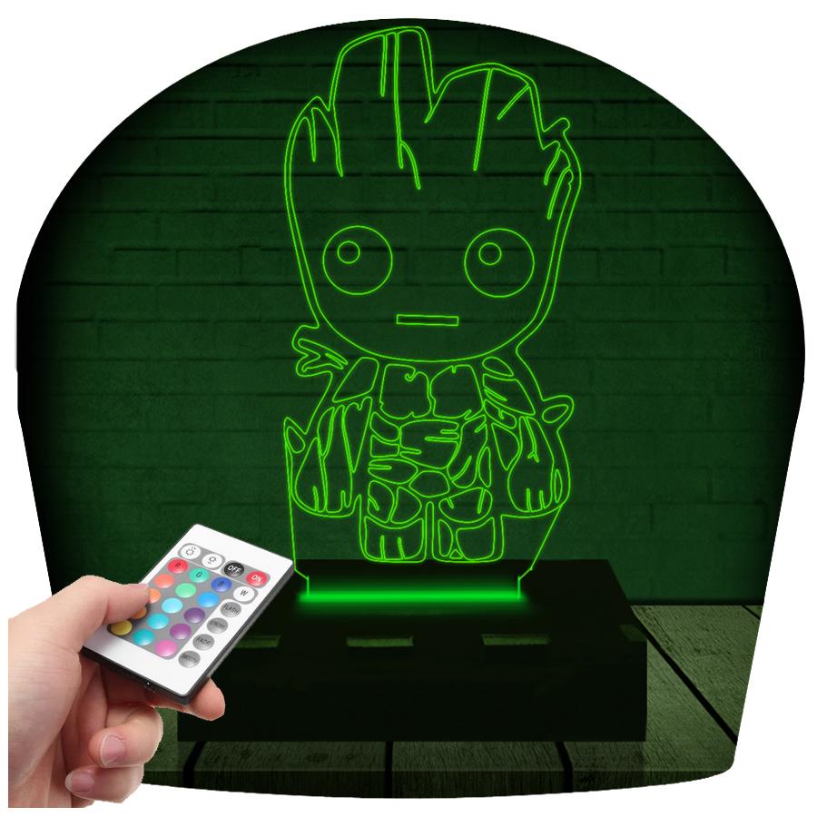 Luminária Led 3D Groot Heroi Abajur 16 Cores e Controle 1 | Shopee Brasil