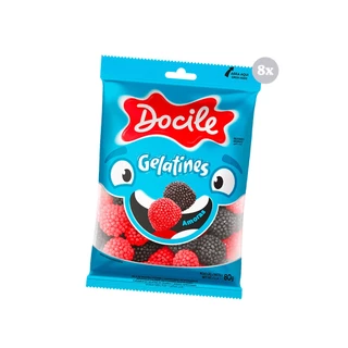 Kit com 8 Pct Gelat Docigummies Amoras 80G Bala Docile