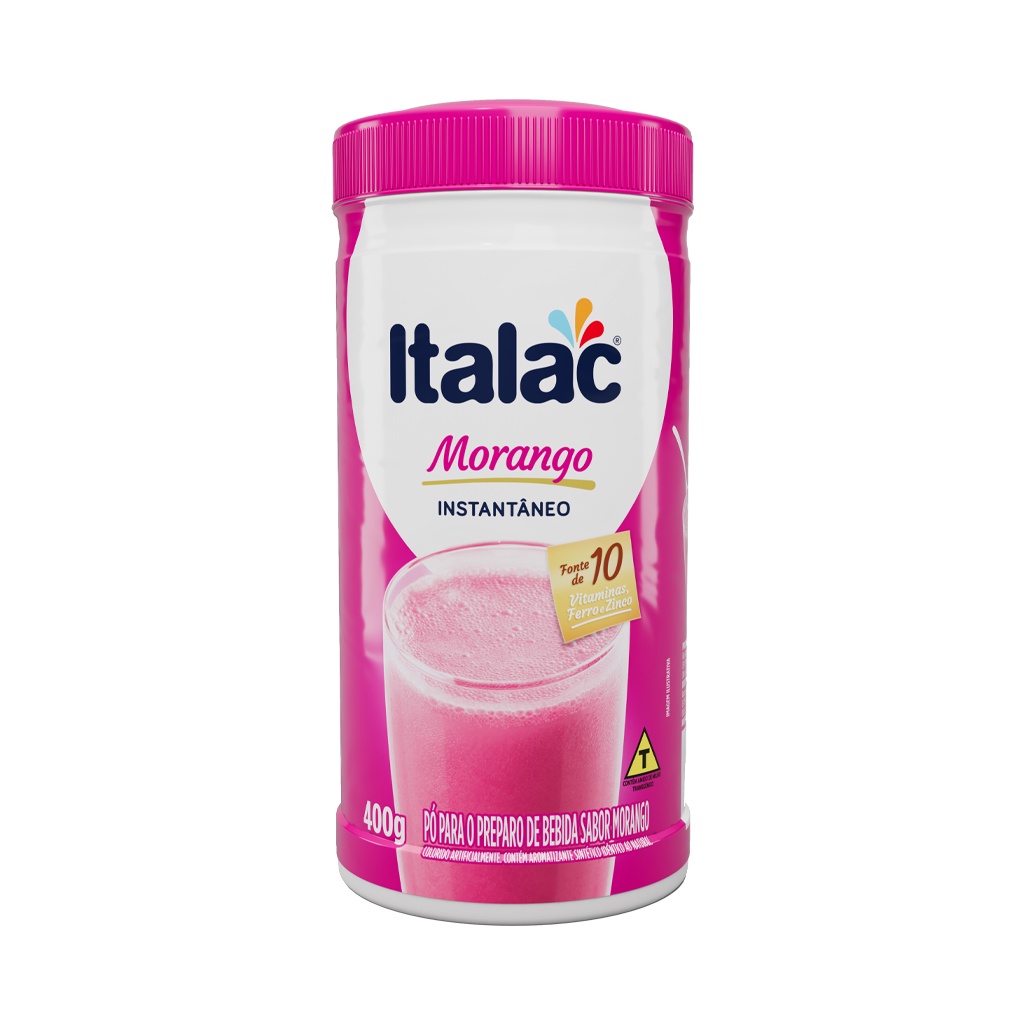 Achocolatado Em Pó Sabor Morango Sem Glúten - Italac 400g