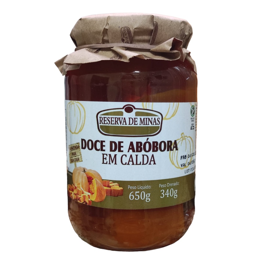 DOCE DE ABÓBORA EM CALDA 650GR - Reserva de Minas