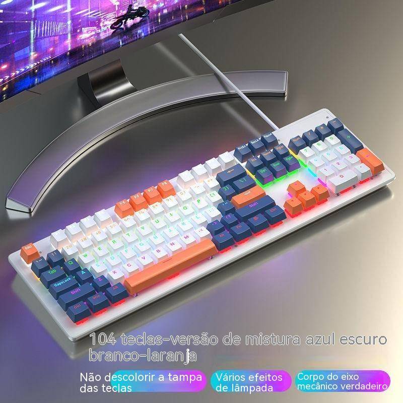 Teclado mecânico 104 teclas Gaming Keyboard para jogos e digitação,  compatível/PC/Laptop - AliExpress