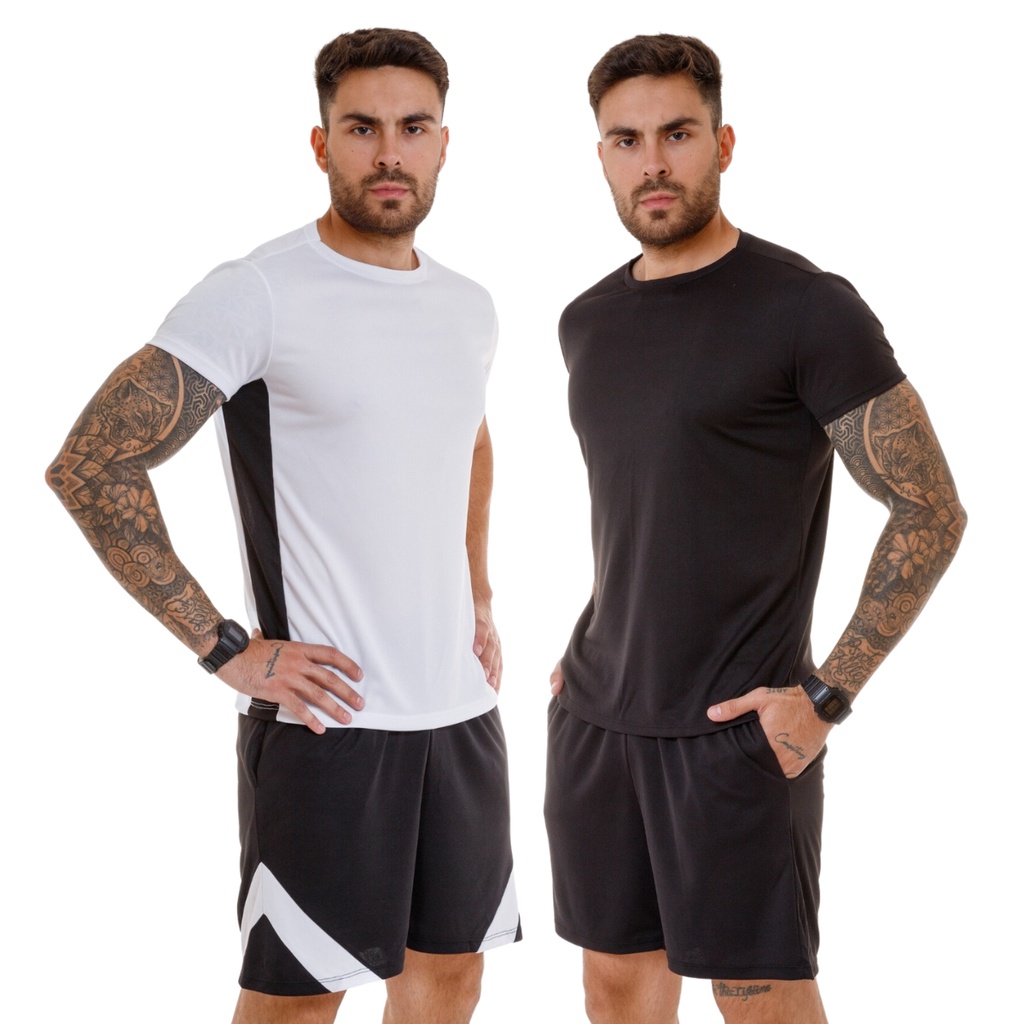 Kit 2 Conjuntos Masculino Poliester Academia Básico Dry fit