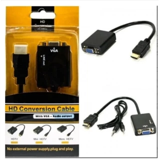 Cabo Adaptador Conversor HDMI Para VGA Com Saída P2 De Áudio