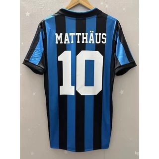 88-90 MATTHAUS Inter Qualidade Superior Casa Retro Futebol Jersey Personalizado T-Shirt C5OR