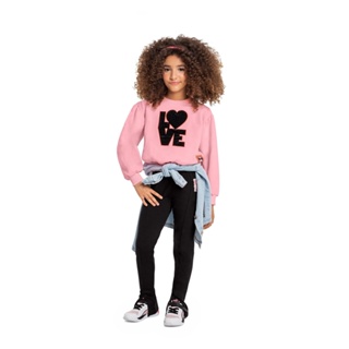 Blusão Love Infantil Feminino em Moletom Gloss