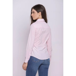 Camisa Feminina Malha Mista Básica Lisa Polo Wear Rosa Claro