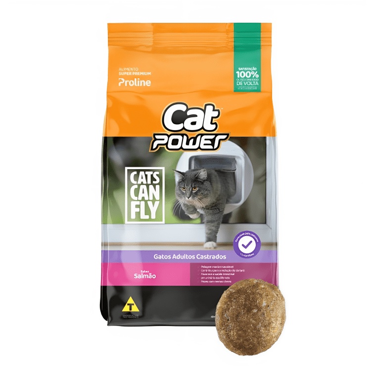 Ração Cat Power para Gatos Castrados Sabor Salmão