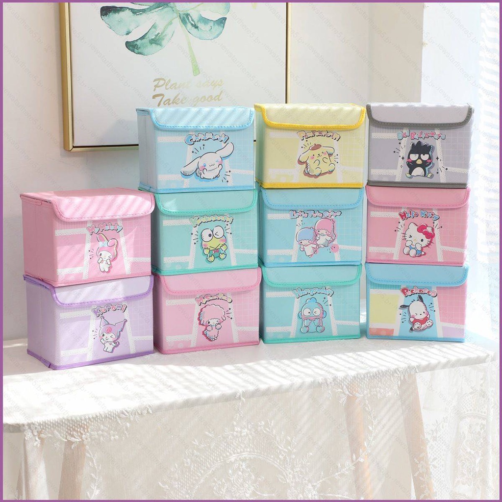 Sanrio Kuromi HelloKitty Canela Caixa De Armazenagem De Cosméticos De Mesa Dobrável E Classificação Diversos