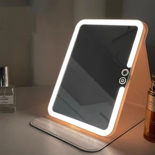 Espelho De Mesa Para Maquiagem Portátil Luz Led Touch Usb Recarregável