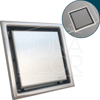 Ralo Oculto Inox 11x11 Tampa Invisível Quadrado Não É Pvc Antiodor Para Caixa 100mm Square Aplicar Piso Porcelanato Aço Inox 304
