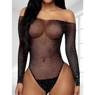 Body com Strass e Brilho, Arrastão Tule Transparente rj em Oferta na Shopee