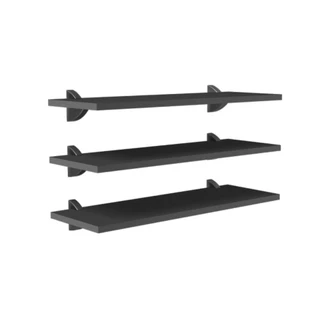 Prateleiras Pretas Kit Com 3 Peças 1,5x20x60 Cm Suporte Concept Prat-K