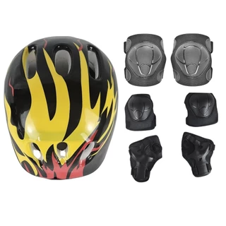 Kit Proteção Infantil Preto 7 Peças Capacete Joelheira Cotoveleira Luvas para Patinete Skate Patins - Castela