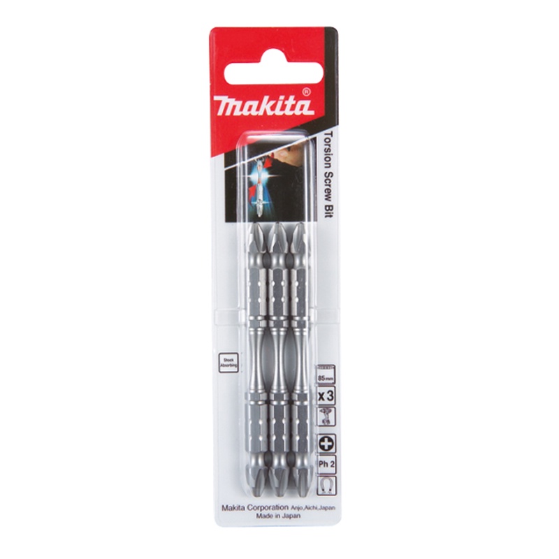 Bits Ponta Dupla Philips Ph 02 X 6,5cm Imantado Torção 3un - Makita