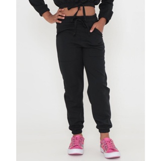 Calça Infantil Jogger Crepe Preta