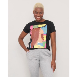 Camiseta Feminina Pequena Sereia Disney Preta