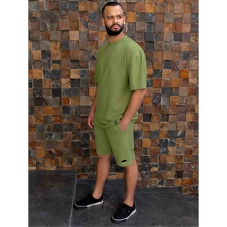 Conjunto Masculino Oversized Streetwear Tecido Texturizado