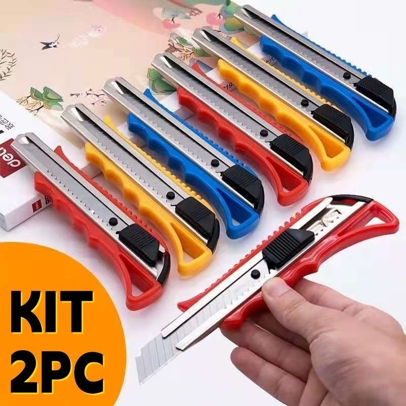 Kit 2 Estilete Tradicional Multiuso Lâmina De 18mm