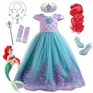 LMAA Vestido De Verão Pequena Sereia Menina Ariel Princesa Festa De  Aniversário Infantil De Carnaval Roupas GZDM