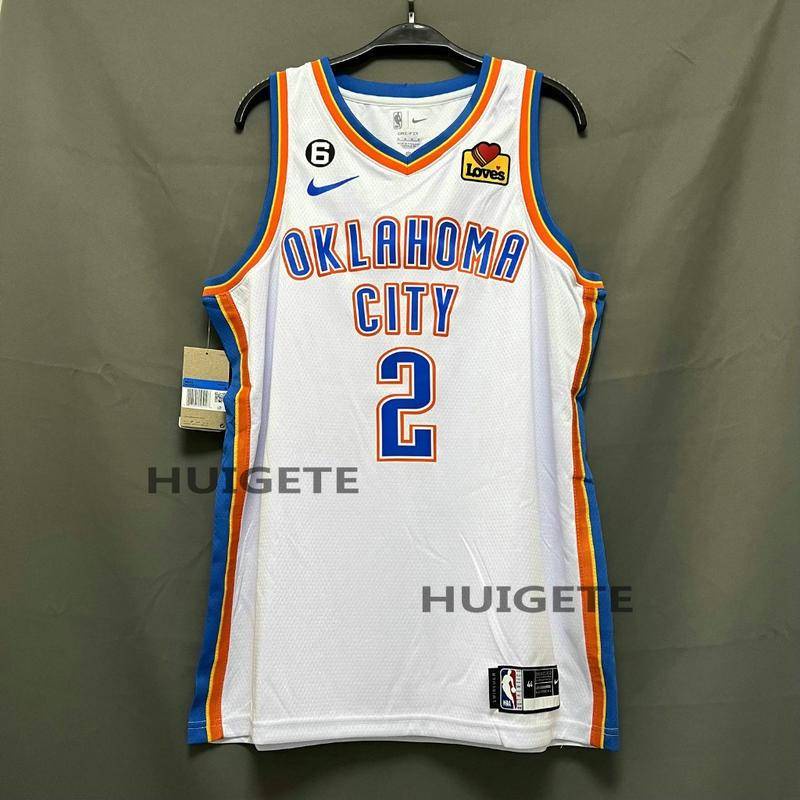 Camisa Masculina 2023NBA Oklahoma City Thunder Shai Gilgeous-Alexander Camiseta de Basquetebol Branco Jersey