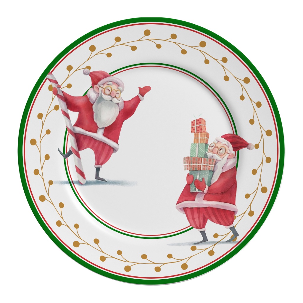 Prato Raso Ho Ho Ho Natal 29cm Alleanza Cerâmica Papai Noel