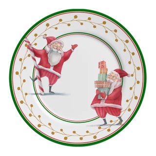 Prato Raso Ho Ho Ho Natal 29cm Alleanza Cerâmica Papai Noel
