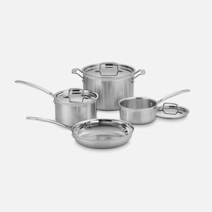 Conjunto De Panelas Cuisinart Aço Inox Multiclad Pro 7 Peças Mcp-7np1