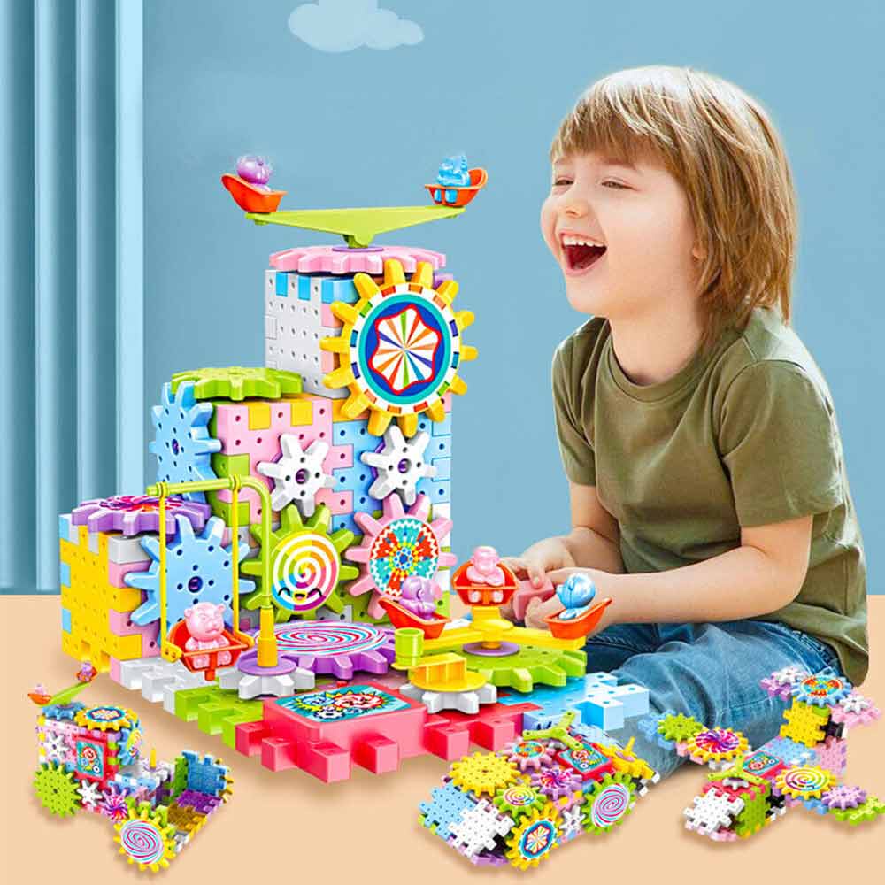 DIY Electric Building Blocks Gears Creative Educational Learning Kids Block Gear Toy 3D Puzzle Tools Tool Toys