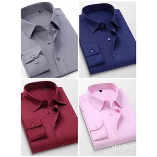 Homens de manga longa Slim Fit Casual Plus Size camisa formal negócio NU0U