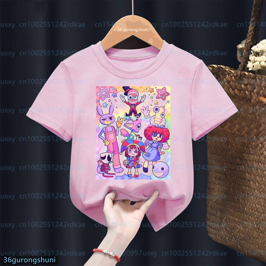 Moda Kawaii Meninas Camiseta Jogo De Vídeo O Incrível Circo Digital  Impressão Gráfica Bonitas Roupas Top Rosa