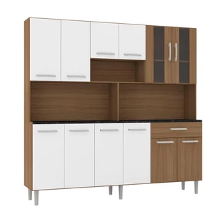 Armário De Cozinha Completa Compacta Clara Carvalho / Branco
