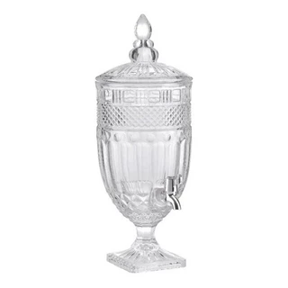 Suqueira de Cristal Transparente 3 Litros - Dispenser de Bebidas, Sucos, Refrigerantes e Água, Ideal para Festas e Reuniões