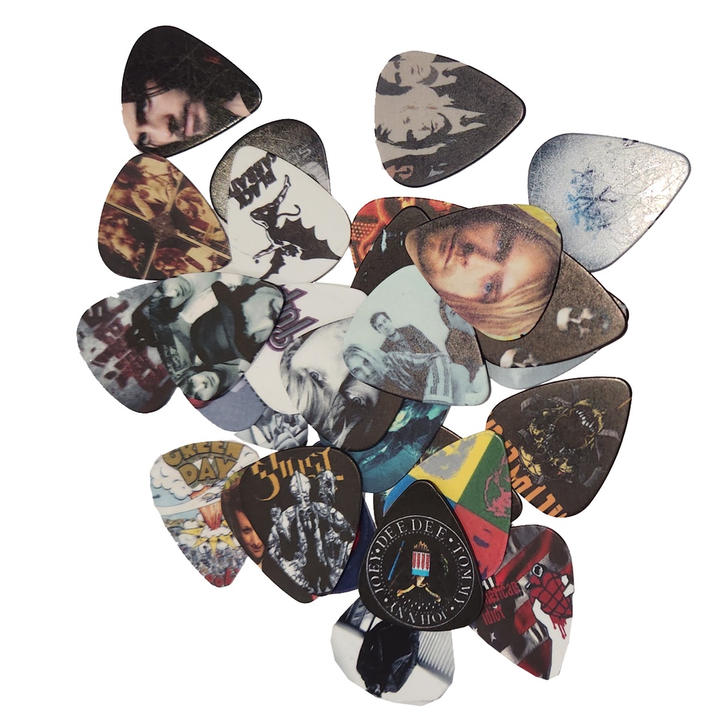 Kit 20 Palhetas Bandas para Guitarra, Violão, Ukulele, Cavaco e Baixo Soach 1.0mm Sortidas