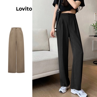 Lovito Calças Femininas Casuais Com Bolso Liso E Perna Reta L74ED029