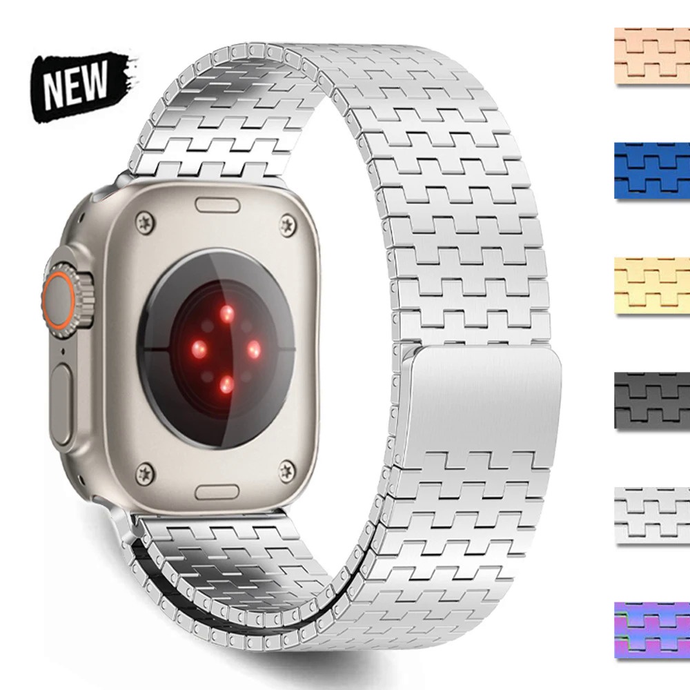 Pulseira de metal magnética para iWatch Ultra2 49mm Series 9 45mm 41mm Para iWatch 8 7 6 SE 5 4 44mm 40mm 42mm 38mm Milanese