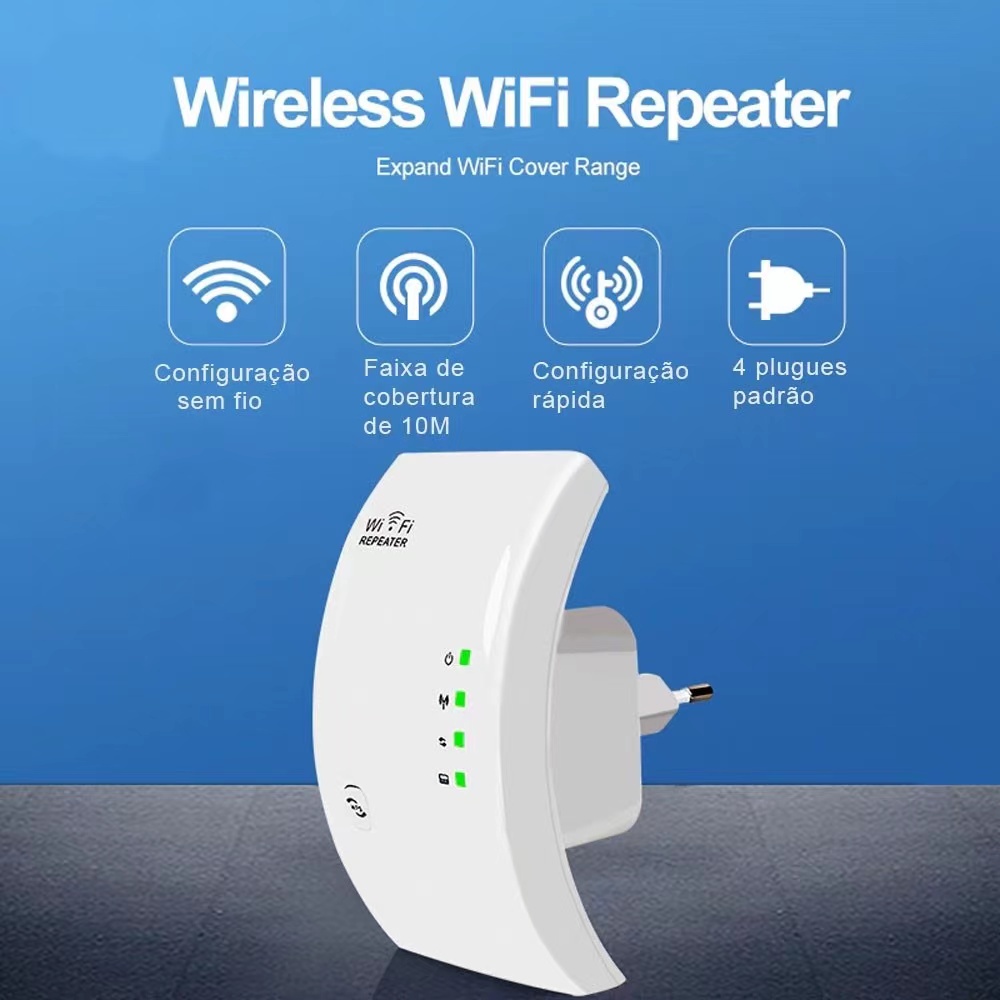 Repetidor De Sinal Wi-fi Amplificador Roteador Expansor De Rede Internet  Wireless Wifi.