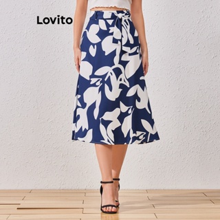 Lovito Boho Saia Feminina Florida com Cinto LBL07109
