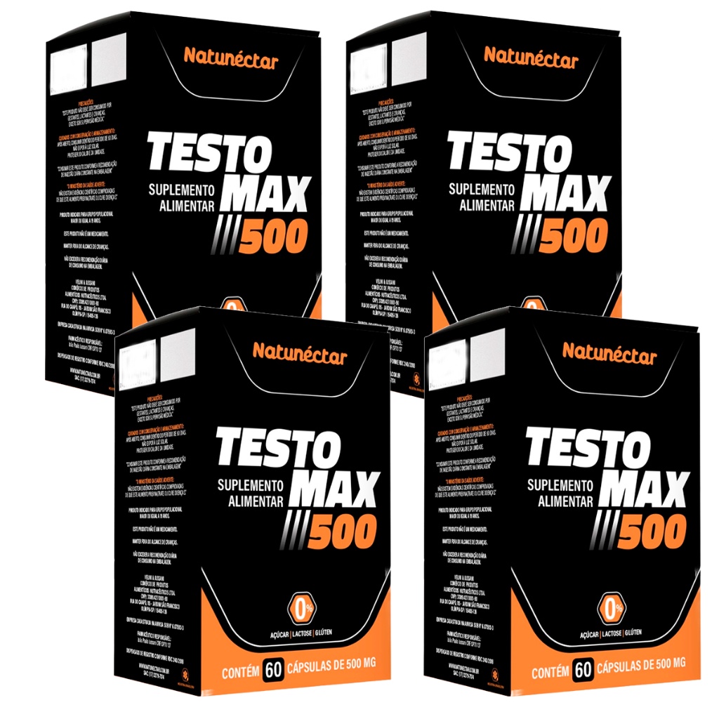 Kit 4 Potes Testomax Suplemento Alimentar Natural Extra Puro Original Testo Premium Natunectar