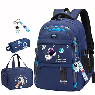 Kit Mochila Para Homem Astronauta Masculino Com Lancheira E Estojo De Lápis