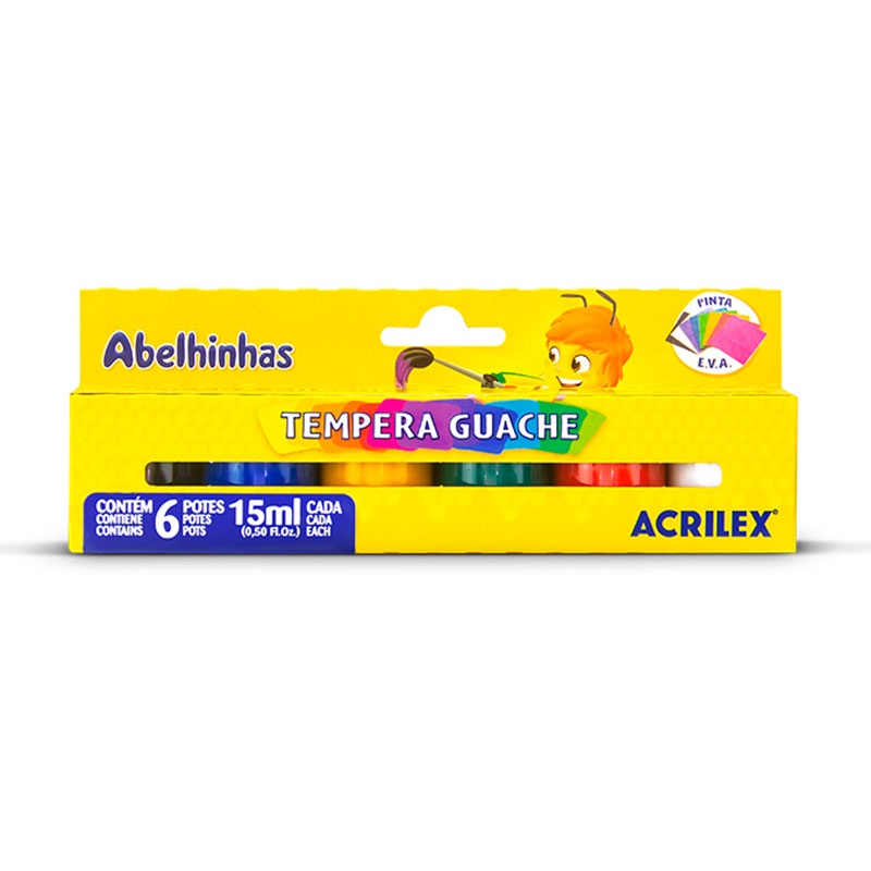 Tinta guache 6 cores 15ml 02006 Acrilex