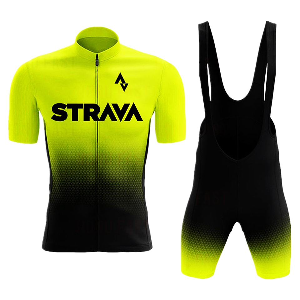 2023 Strava Cycling Jersey Set Manga Curta Para Ciclismo Masculino Anti-UV Bike Equipe Bicycle Pro Vestuário De Verão