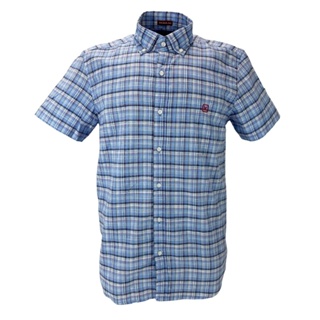 Camisa Masculina Manga Curta - Xadrez Azul Celeste e Azul Claro - ABCI