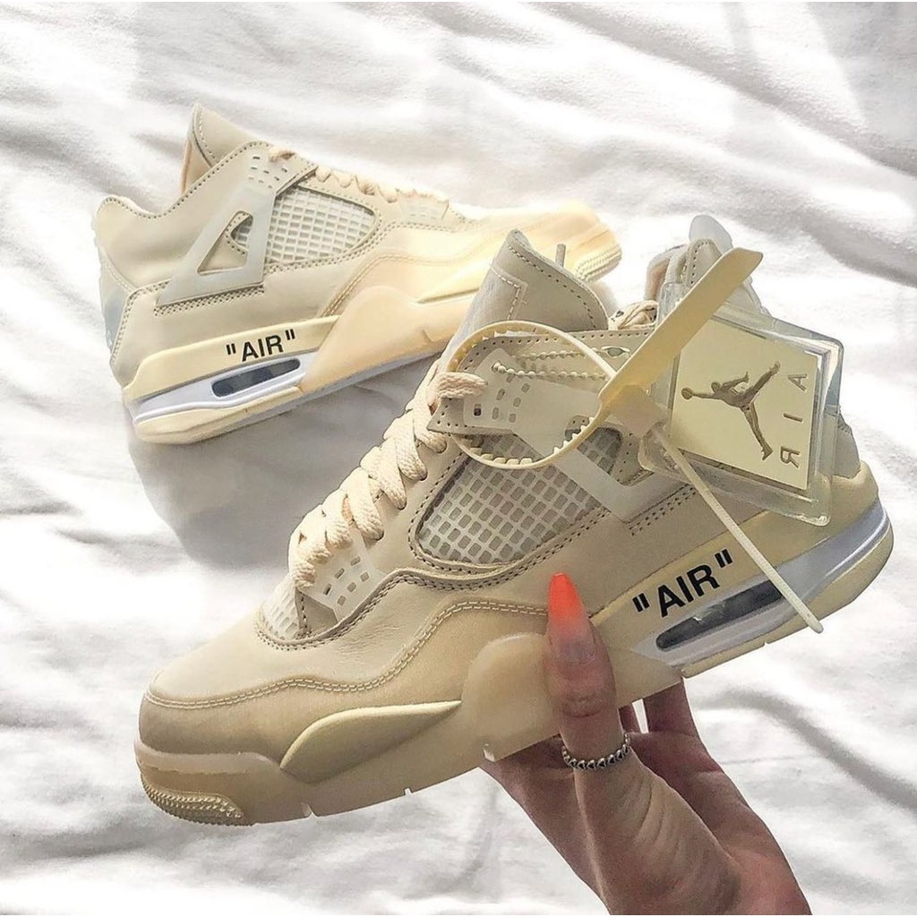 Tênis AJ 4 Retrô "Bege/White/Black/Red" AJ4 Mid Top Retro Casual Esportivo Lançamento 2023 - Promoção