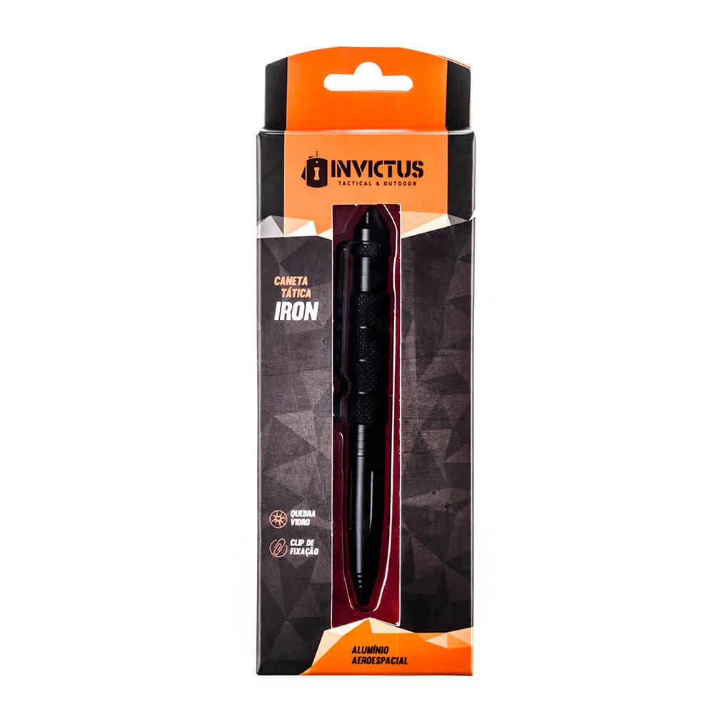 Caneta Tática Invictus Iron Quebra Vidro Ponta Tungstênio