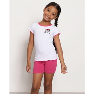 Blusa Infantil Disney Bordado Margarida E Minnie Canelada Branca