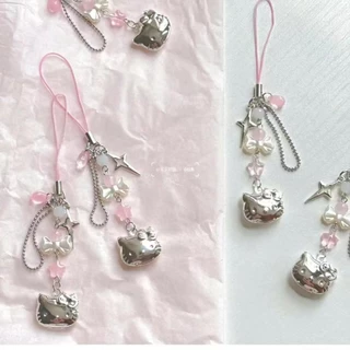 Steve Cute Silver Hello Kitty Prata Arco De Fofo Chaveiro De Álbum Fotográfico
