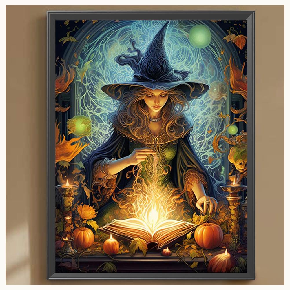 Bruxa do vintage arte imprimir antigo bruxas foto poster halloween  decoração da lona pintura da abóbora