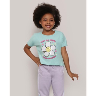 Blusa Infantil Manga Curta Estampa Azul