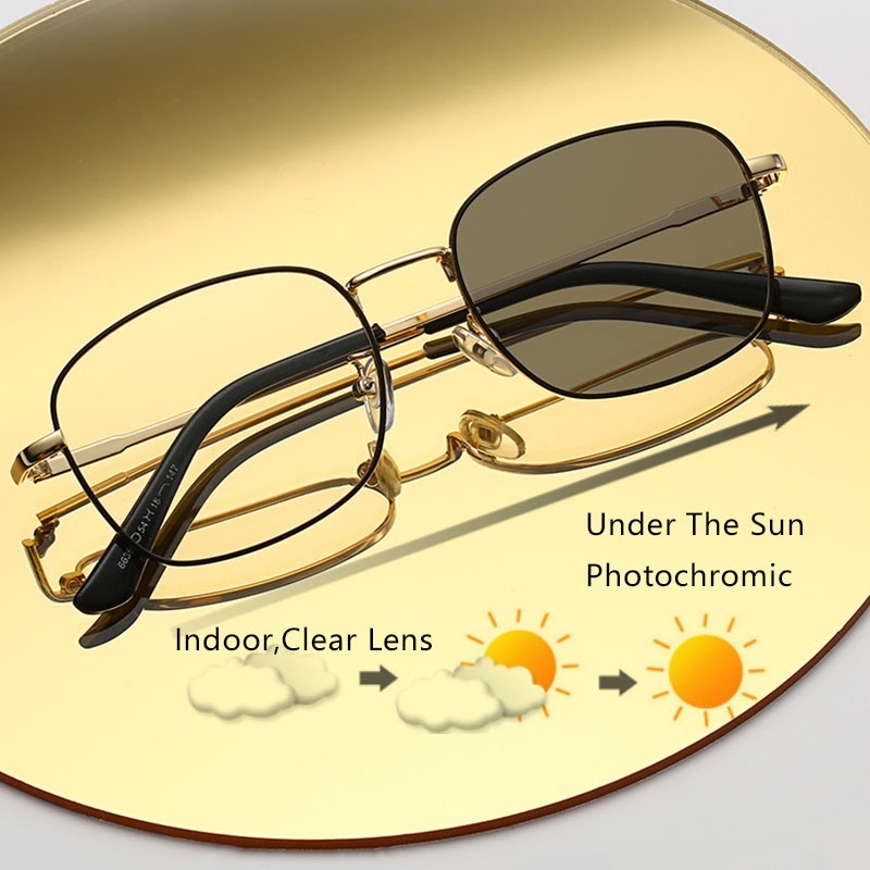 Óculos Fotocrômicos Anti-Radiação De Sol Femininos Quadrados Homens Luz Azul