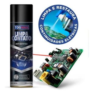 Limpa Contato 300ml ideal Para Uso Em Eletronicos Placas Tecnologicas Informatica Lipeza de PCs Notebook Computadores Entrada e Saida Linha Tog Max